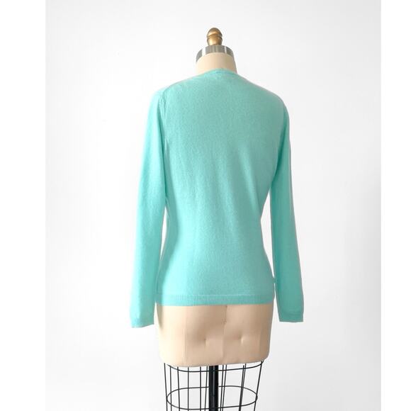 Pure Collection Aqua Blue 100% Cashmere Knit Crewneck Top size 6 - Picture 5 of 7